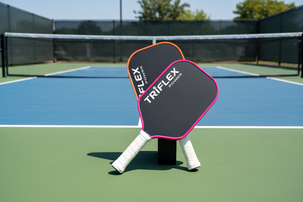 Triflex Power paddle with pickleball court background